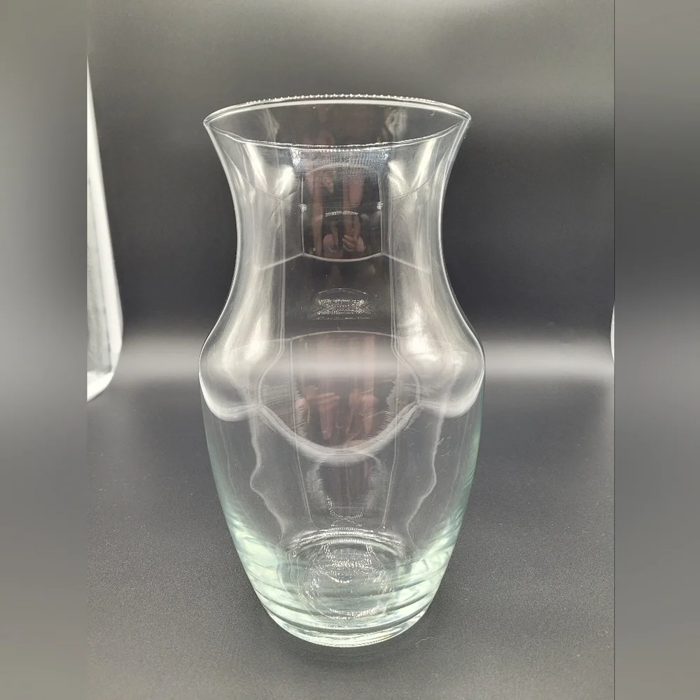 Clear Glass Flower Vase Waisted Flared Top​​​